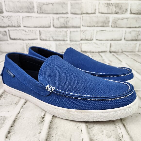 Cole Haan Claude Venetian Men Size 11 M Blue Canvas Casual Loafer Slip On Shoes - Picture 1 of 10